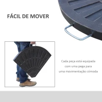 Outsunny Conjunto de 2 Peças de Base para Chapéu de Sol Excéntrico Suporte para Chapéu de Sol Excéntrico para Jardim Pátio 66x47x4,2cm Preto(m-5)
