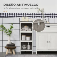 kleankin Estantería de Suelo para Baño de 3 Niveles Estante de Almacenaje Multiusos para Cocina Salón 32x30x82 cm Blanco(m-5)
