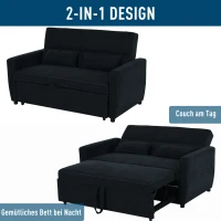 HOMCOM Sofa rozkładana szezlong 2-osobowa sofa z tkaniny komplet wypoczynkowy ciemnoszara(m-7)