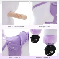 HOMCOM Reitpferd auf Rollen Spielpferd Reittier  Wiehern Plüsch Lila 55 x 23 x 60 cm(m-6)