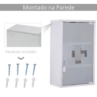 HOMCOM Armário em Casa de banho Armazenar Medicamentos  50x30x18 cm  primeiros socorros aço  inoxidável(m-5)