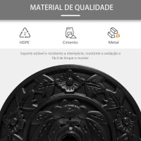 Outsunny Base para Chapéu de Sol Semicircular 9 kg Apto para Mastros de 35 mm 38 mm e 48 mm Preenchido com Cimento 50x32x32cm Preto(m-7)