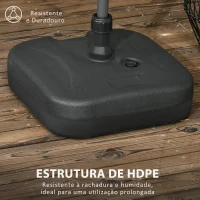 Outsunny Base para Chapéu de Sol Suporte para Chapéu de Sol Recarregável com Água ou Areia HDPE 46x45x26cm Preto(m-4)