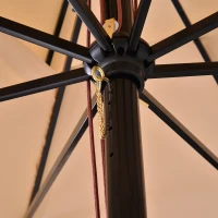 Outsunny Chapéu de Sol de Aço com Teto Duplo Chapéu de Sol com Sistema de Polia Mastro Desmontável 300x300x297cm Bege(m-8)