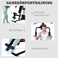 HOMCOM Fitnessstation Kraftstation Multigym Fitnesscenter Fitnessgerät Latzug Beincurl(m-5)