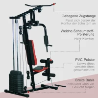 HOMCOM Fitnessstation Kraftstation Multigym Fitnesscenter Fitnessgerät Latzug Beincurl(m-6)