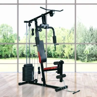 HOMCOM Fitnessstation Kraftstation Multigym Fitnesscenter Fitnessgerät Latzug Beincurl(m-2)