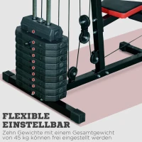 HOMCOM Fitnessstation Kraftstation Multigym Fitnesscenter Fitnessgerät Latzug Beincurl(m-4)