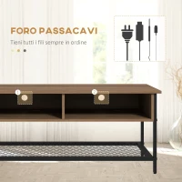 HOMCOM Mobile Porta TV fino 48" Stile Industriale in Legno e Acciaio, 110x40x48cm, Marrone e Nero(m-5)