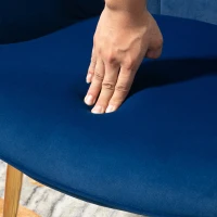 HOMCOM Modern Armchair with Footstool, Upholstered Accent Chair with Ottoman, Steel Legs, Velvet Wingback Chair for Living Room, Bedroom, Home Study, Dark Blue(m-6)