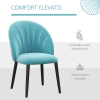 HOMCOM Set 2 Sedie da Salotto e Sala da Pranzo Imbottite, in Metallo e Tessuto Effetto Velluto Verde Chiaro, 52x54x79 cm(m-6)