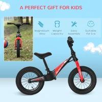 HOMCOM 12 Inch Kids Balance Bike, No Pedal Bicycle w/ Adjustable Height, Rubber Tyre(m-6)