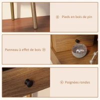HOMCOM Bureau table post de travail design vintage 3 tiroirs 3 niches pieds en bois massif 110 x 54 x 91,5 cm aspect noyer(m-6)