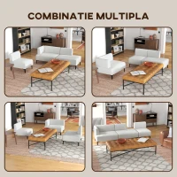 HOMCOM Canapea Moderna Modulabila cu 3 Sectiuni, Canapea Sectionala din Stofa cu Picioare din Otel, 250x75x70cm, Alb Crem(m-4)