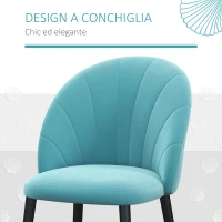 HOMCOM Set 2 Sedie da Salotto e Sala da Pranzo Imbottite, in Metallo e Tessuto Effetto Velluto Verde Chiaro, 52x54x79 cm(m-4)