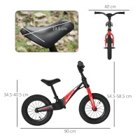 HOMCOM 12 Inch Kids Balance Bike, No Pedal Bicycle w/ Adjustable Height, Rubber Tyre(m-3)