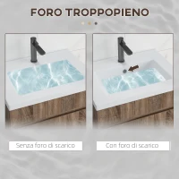 kleankin Mobile Lavabo da 60cm con Cassetto in Legno e Lavandino in Ceramica, Marrone Chiaro(m-6)