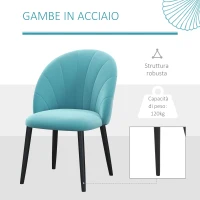 HOMCOM Set 2 Sedie da Salotto e Sala da Pranzo Imbottite, in Metallo e Tessuto Effetto Velluto Verde Chiaro, 52x54x79 cm(m-5)