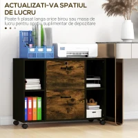 Vinsetto Comodă de Birou cu 2 Sertare pentru Documente și Rafturi Deschise din Aglomerată, 90x37,5x68,5 cm, Maro Rustic(m-4)