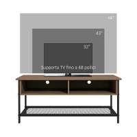 HOMCOM Mobile Porta TV fino 48" Stile Industriale in Legno e Acciaio, 110x40x48cm, Marrone e Nero(m-6)