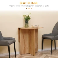 HOMCOM Masa pliabila pentru economisirea spatiului, masa de bucatarie si sufragerie din lemn 90x60x74cm, stejar(m-5)