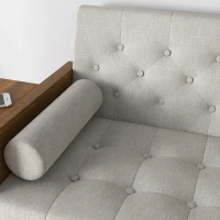 HOMCOM 3-Seater Sofa Bed Click-Clack Button-Tufted Settee Recliner Couch with Wood Legs for Living Room, Beige(m-8)