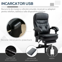 Vinsetto Scaun Masaj USB – Directorial, Cu Vibratii & Design Ergonomic(m-5)