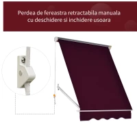 Outsunny Copertină de Soare Rulantă cu Unghi Reglabil 0-120°, Copertină Verticală de Exterior Anti UV, 180×70 cm, Roșu(m-6)