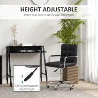 HOMCOM Home Office Chair and Computer Desk Set, Faux Leather Desk Chair with Swivel Wheels, Study Desk with Storage Shelf, Black(m-4)