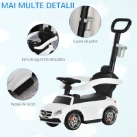 HOMCOM Masina cu maner si bare de siguranta, alb(m-5)