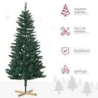 HOMCOM Árvore de Natal Artificial 180 cm com 536 Ramos e Base Cruzada de Madeira Decoração para Interiores Ø90x180 cm Verde(m-4)