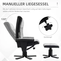 Relaksacyjny fotel z taboretem fotel telewizyjny fotel wypoczynkowy sofa rozkładana szary 78x82,5x109cm HOMCOM®(m-6)