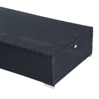 Outsunny sezlong plaja din ratan, 195,5x68x31cm, negru(m-9)