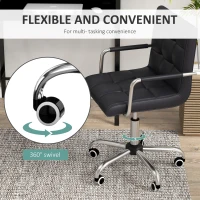 HOMCOM Home Office Chair and Computer Desk Set, Faux Leather Desk Chair with Swivel Wheels, Study Desk with Storage Shelf, Black(m-5)