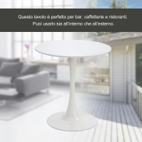 HOMCOM Tavolo da Soggiorno Minimal Rotondo con Base in Metallo, Ø70 x 73 cm, Bianco(m-4)
