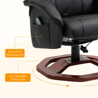 HOMCOM massagestoel relaxfauteuil met voetenbank relax ligbed relaxfauteuil zwart(m-6)