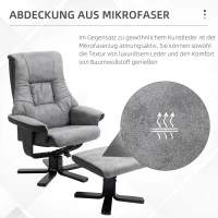 Relaksacyjny fotel z taboretem fotel telewizyjny fotel wypoczynkowy sofa rozkładana szary 78x82,5x109cm HOMCOM®(m-5)