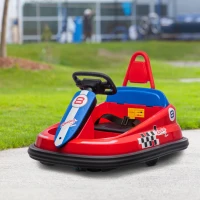 HOMCOM 6V Electric Kids Bumper Car, 6V Spin Waltz Car, with Music, Horn, Lights - Red(m-10)