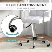 HOMCOM Home Office Chair and Computer Desk Set, Faux Leather Desk Chair with Swivel Wheels, Study Desk with Storage Shelf, White(m-5)