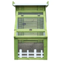PawHut Cusca Adapost pentru Iepuri cu Casuta si Parte Externa Detasabila,155x54.5x65cm Verde(m-9)