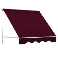 Outsunny Copertină de Soare Rulantă cu Unghi Reglabil 0-120°, Copertină Verticală de Exterior Anti UV, 180×70 cm, Roșu(m-1)