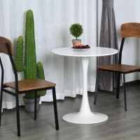HOMCOM Tavolo da Soggiorno Minimal Rotondo con Base in Metallo, Ø70 x 73 cm, Bianco(m-2)