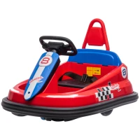 HOMCOM 6V Electric Kids Bumper Car, 6V Spin Waltz Car, with Music, Horn, Lights - Red(m-11)