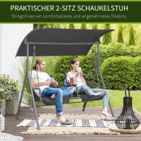Outsunny Hollywoodschaukel Gartenschaukel Schaukel 2-Sitzer mit Sonnendach Grau 175 x 112 x 165 cm(m-7)