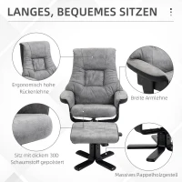 Relaksacyjny fotel z taboretem fotel telewizyjny fotel wypoczynkowy sofa rozkładana szary 78x82,5x109cm HOMCOM®(m-7)