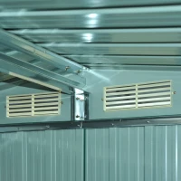 Outsunny Casetta da Giardino Porta Utensili in Lamiera di Acciaio, Capanno da Giardino in Acciaio con Base e Porte Scorrevoli, 258x206x178cm, Verde(m-10)