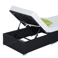 Outsunny sezlong plaja din ratan, 195,5x68x31cm, negru(m-8)