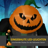 HOMCOM Halloween decoratie, 2,40m grote pompoengeest, zelfopblazend, LED-verlichting, voor buitenruimtes(m-4)