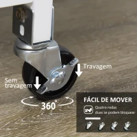 HOMCOM Carrinho de Cozinha com Rodas Carrinho de Serviço com 3 Gavetas 3 Prateleiras Abertas e Bandeja Removível para Sala de Jantar Carga Máxima 40kg 67x37x84cm Branco(m-5)