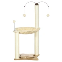 PawHut Cat Tree, with Scratching Posts, Hammock, Toy Ball - Beige(m-11)